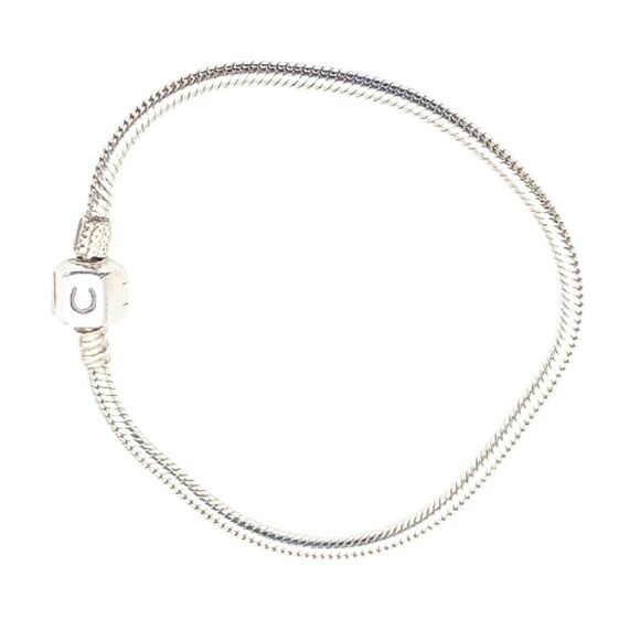 CHAMILIA Sterling Silver Snake Chain Bracelet With Chamilia Logo Snap Clasp - Picture 2 of 2